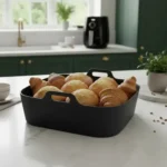Molde Silicona Cuadrado Freidora Aire Airfryer Antiadherente Gris Negro - Imagen 5