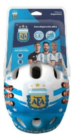 Kit Set Protecciones Infantil Casco Rodillera Afa Argentina Blanco