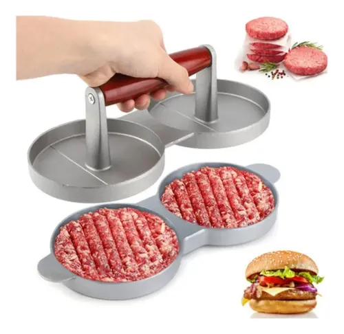 Molde Prensa Hamburguesa Doble Aluminio Baby Movil Plateado