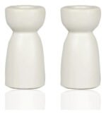 Set X 2 Candelabros Porta Velas Ceramica Moderno Deco Mini Blanco