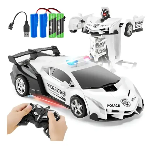 Coche Transformador Rc Chen Qi Cq-730 Con Luces Led 22.1 Cm Blanco