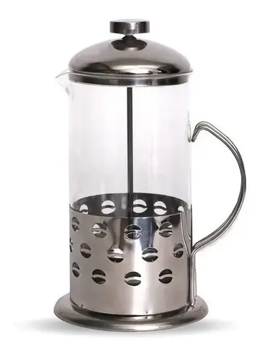 Cafetera Estilo Francesa Manual Émbolo Vidrio Y Acero 600ml Color Plateado