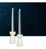 Set X 2 Candelabros Porta Velas Ceramica Moderno Deco Mini Blanco - Imagen 3