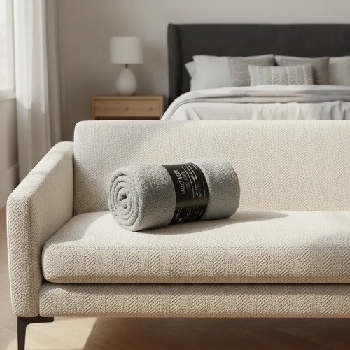 Frazada Manta 1 1/2 Plaza Teddy Suave Liviana Abrigo 140x200 Liso 900 G Gris Claro