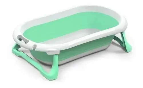 Bañera Bañadera Plegable Compacta Bebe Reclinable Babymovil Color Blanco/verde Lisa