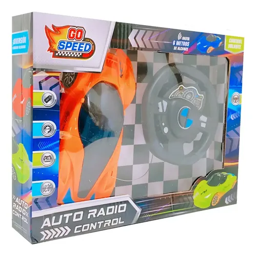 Juguete Auto Deportivo Radio Control Remoto Con Luz Go Speed Color Naranja