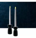 Set X 2 Candelabros Porta Velas Ceramica Moderno Deco Mini Negro - Imagen 2
